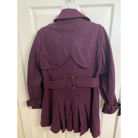 New Miss Sixty Purple Wool Blend Coat - Women's Sz Large Double Breasted Belted - Picture 5 of 9